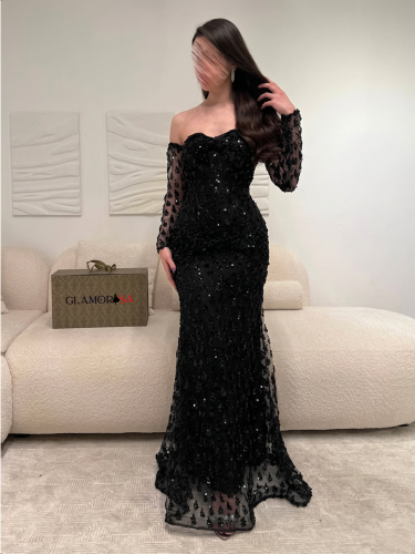 فستان سهرة أسود فخم