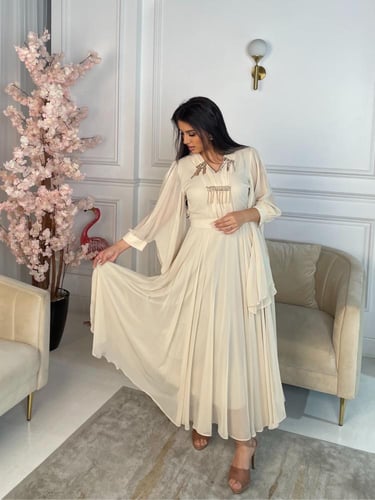 فستان بيج بأكمام نازلة - 0058