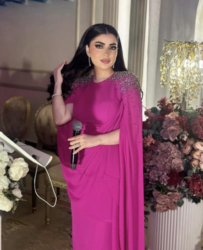 فستان كريب بأكمام شيفون بفصوص- 0018