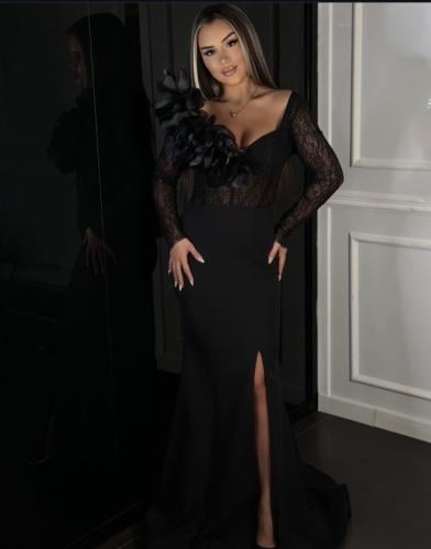 فستان بدانتيل صدر فخم - 0060