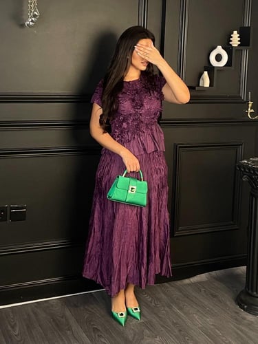 طقم تنوره وبلوزه فخمة موردة - 63