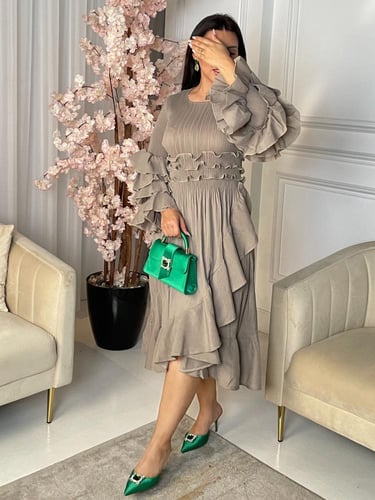 فستان بكرانيش أكمام ميدي - 64