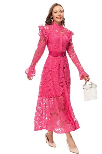 فستان دانتيل فخم - 0014