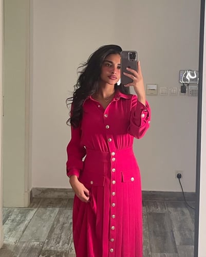 فستان فوشي رسمي ميدي - 0036