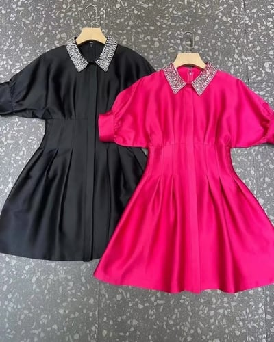 فستان بتطريز ياقة - 0044