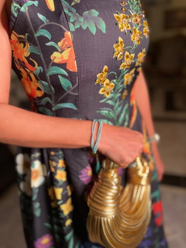 فستان أسود مشجر - 0004