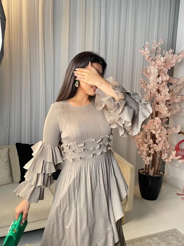 فستان بكرانيش أكمام ميدي - 64