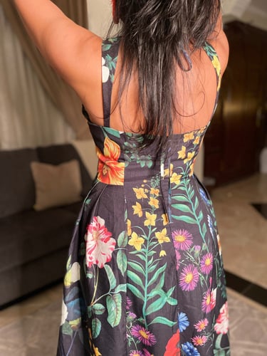 فستان أسود مشجر - 0004