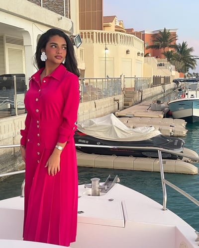 فستان فوشي رسمي ميدي - 0036