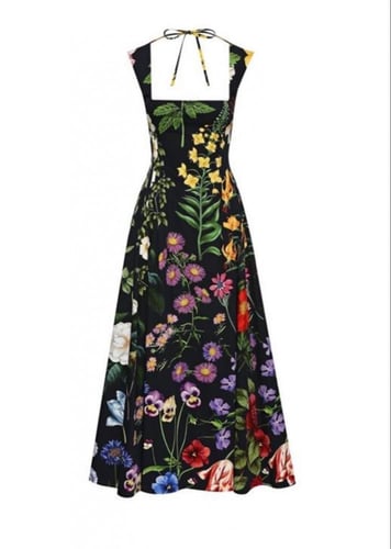 فستان أسود مشجر - 0004