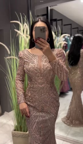 فستان سهرة بتطريز يدوي كامل - 0039