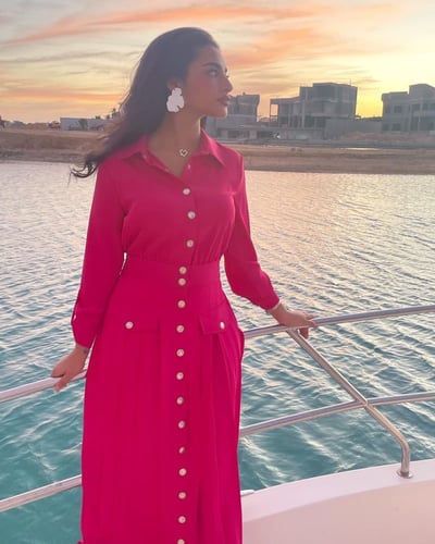 فستان فوشي رسمي ميدي - 0036