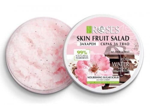 مقشر السكر 2في1 للوجه والجسم بالزبادي وماء الورد و...