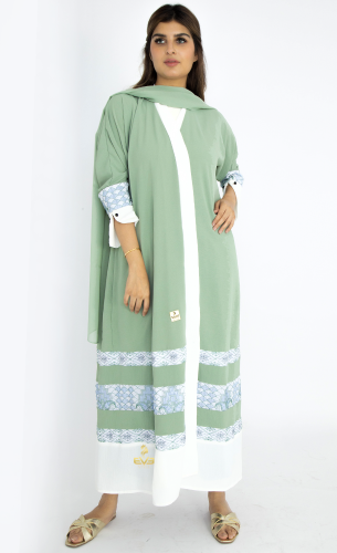 عباية كتف كلفة ابيض ازرق - ايف ستايل