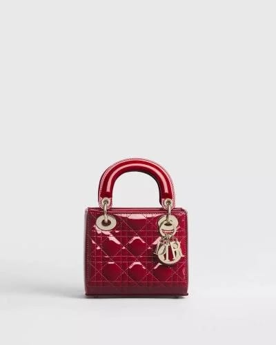Mini Lady Dior Bag - Cherry Red Patent Cannage Calfskin