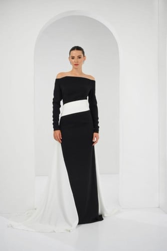 فستان جمان - اسود وابيض