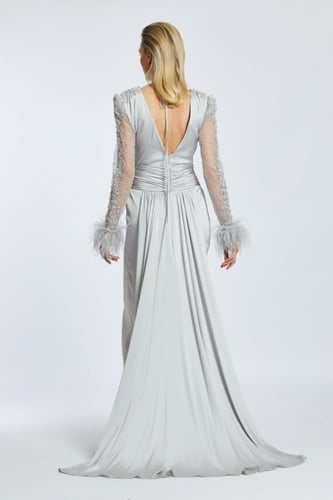 فستان دنيا - رمادي