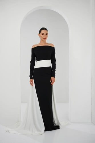 فستان جمان - اسود وابيض