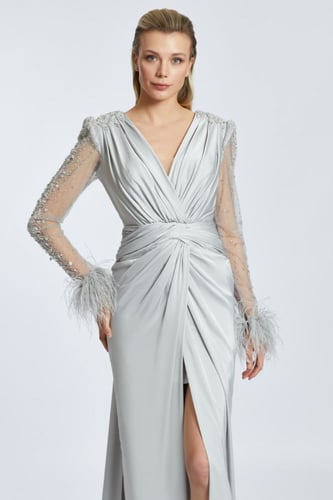 فستان دنيا - رمادي