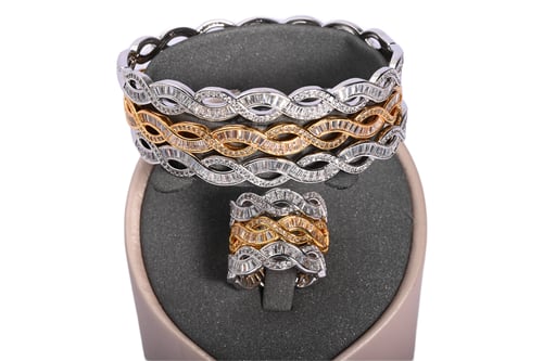 Three-station bracelet and ring
