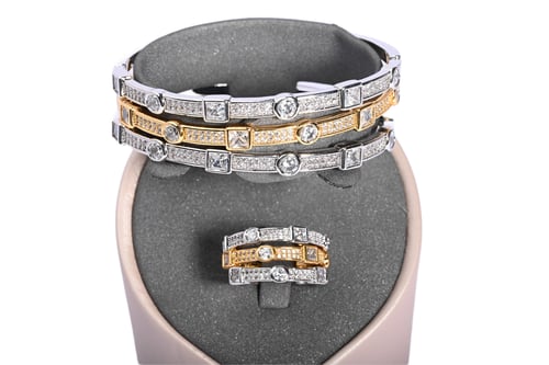 Three-station bracelet and ring