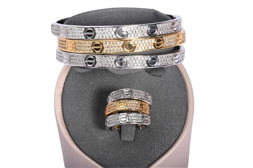 Three-station bracelet and ring