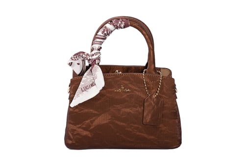 شنطة ميني قماش مخمل بني