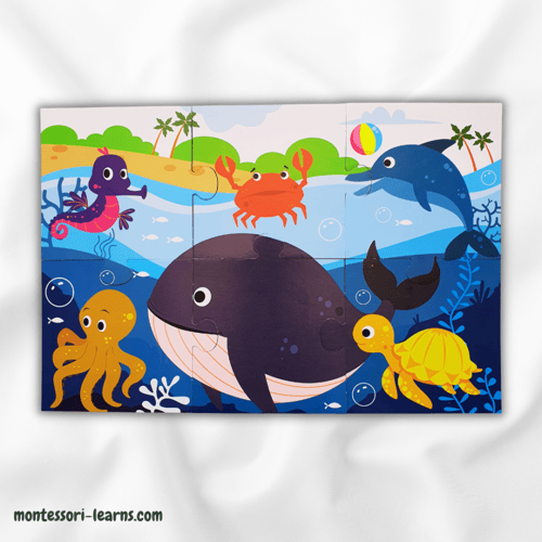 كتاب الأحجيات الكبيرة حيوانات البحر (اختر اللغة)