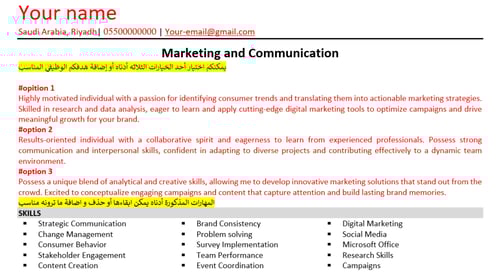 Marketing CV