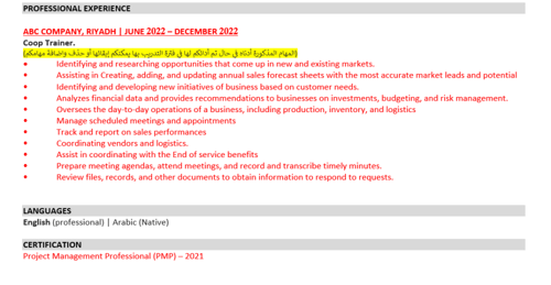 Business Administration CV