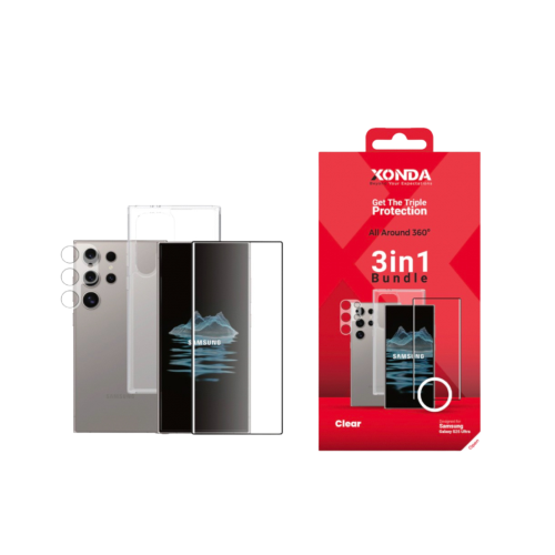 Xonda - بكج حماية 3in1 لسامسونج S25 الترا - شفاف