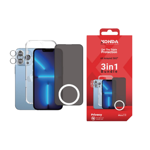Xonda - بكج حماية 3in1 للايفون - خصوصية