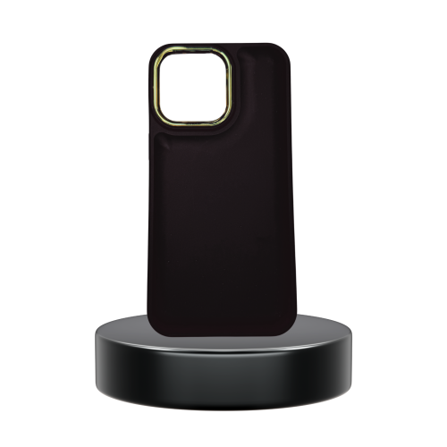 PUZ - غلاف حماية بملمس ناعم بإيطار ذهبي للايفون -...