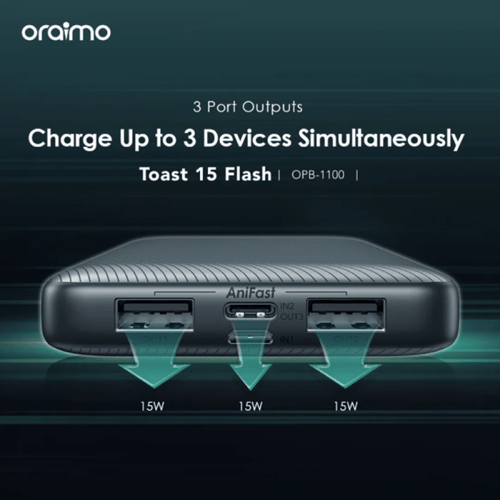 Oraimo - بطارية Toast 15 Flash بسعة 10000mAh وبـ3...