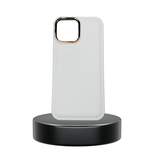 PUZ - غلاف حماية بملمس ناعم بإيطار ذهبي للايفون -...