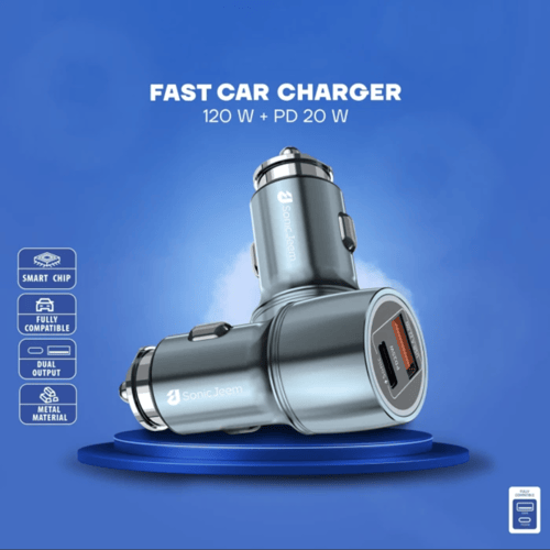 Sonic Jeem - شاحن سيارة SJ201A بمنفذين تايب سي و ي...