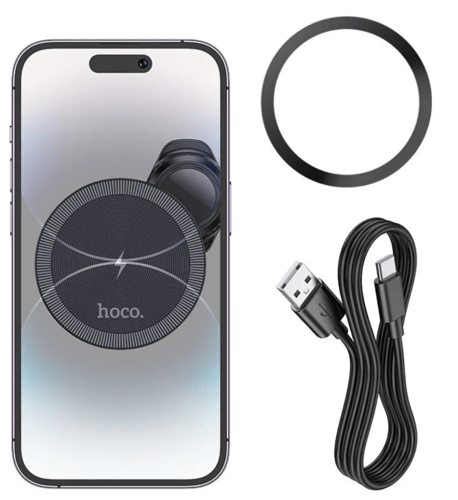 hoco - حامل هاتف للمكيف وشاحن لاسلكي HW6 يدعم الما...