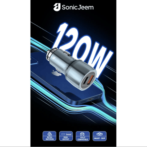 Sonic Jeem - شاحن سيارة SJ201A بمنفذين تايب سي و ي...