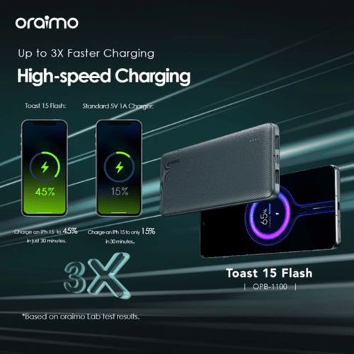 Oraimo - بطارية Toast 15 Flash بسعة 10000mAh وبـ3...