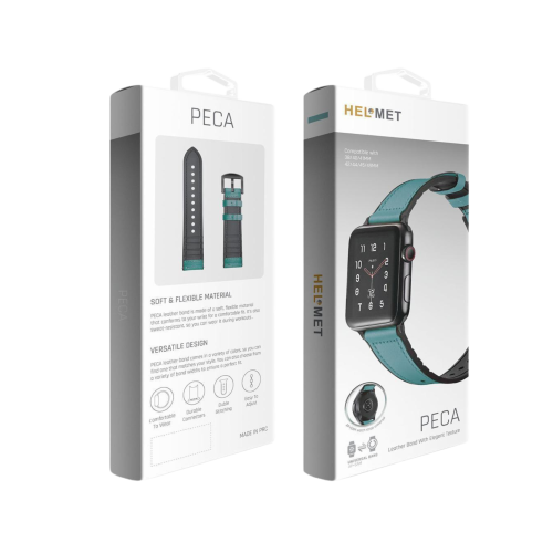 HELMET - سوار ابل وهواوي وسامسونج جلد - أخضر فيروز...