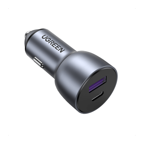 UGREEN - شاحن سيارة بمنفذين تايب سي و يو اس بي بقو...