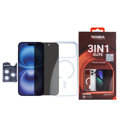 Xonda - بكج حماية النخبة 3in1 للايفون 17 - خصوصية