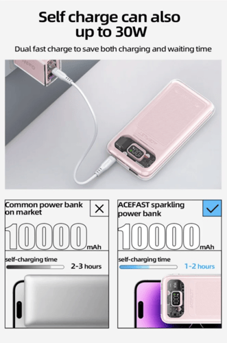 ACEFAST - بطارية M1 Sparkling بمنفذين وبقوة 30 واط...