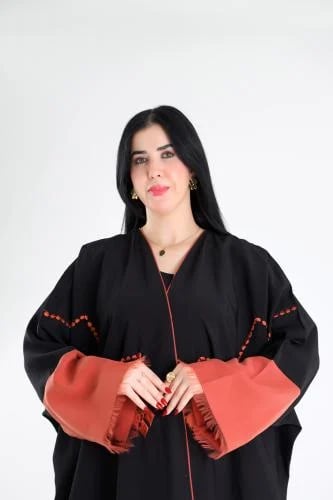 عباية عبير قماش حرير ياباني نص بشت | اسود