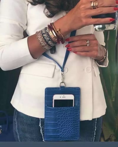 حامل بطاقة وجوال ازرق