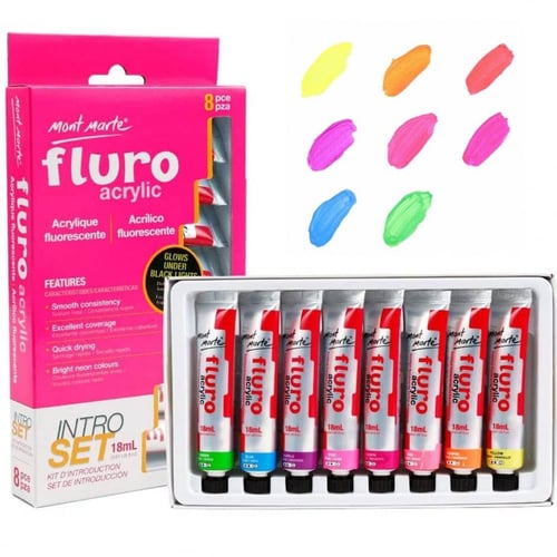 مونت مارت طقم اكريليك الوان مضيئة 18 مل