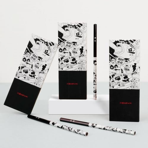 طقم اقلام فحم ويرد (متوسط ) - 8 اقلام