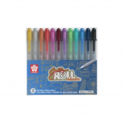 طقم جلي رول ميتاليك 12 قلم