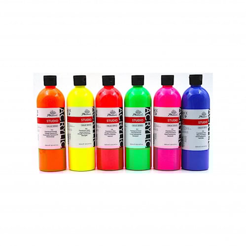 ألوان أكريليك فسفورية (مضيئة) 500 مل ، فونكس