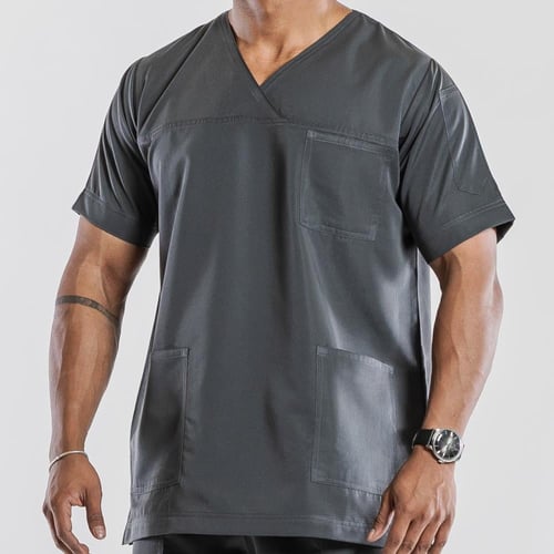 سكراب طبي رجالي رصاصي غامق برقبة X